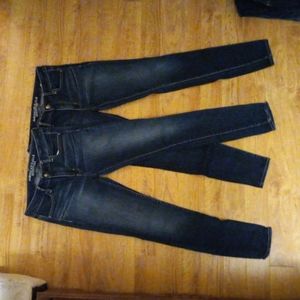 Two Pair American Eagle Size 8 Long Super Stretch Jeggings Dark Wash